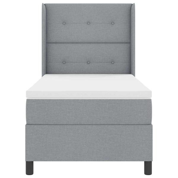 LED Boxspringbett mit Matratze Hellgrau 90x190 cm Stoff