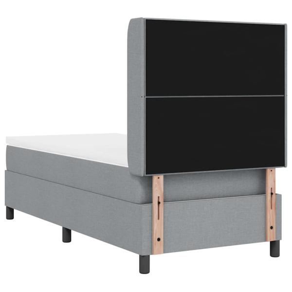 LED Boxspringbett mit Matratze Hellgrau 90x190 cm Stoff