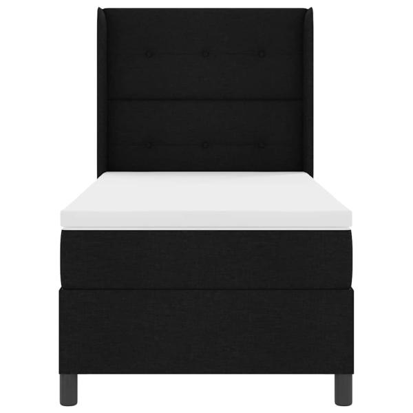 LED Boxspringbett mit Matratze Schwarz 90x190 cm Stoff