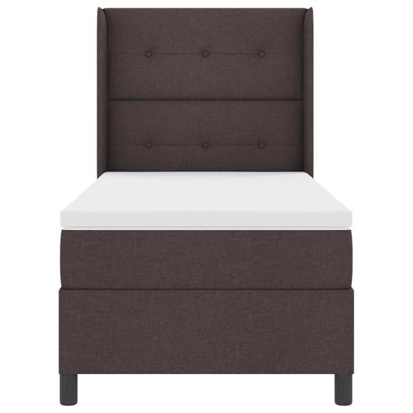 LED Boxspringbett mit Matratze Dunkelbraun 90x200 cm Stoff