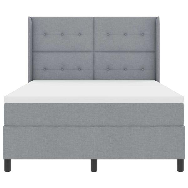 LED Boxspringbett mit Matratze Hellgrau 140x190 cm Stoff