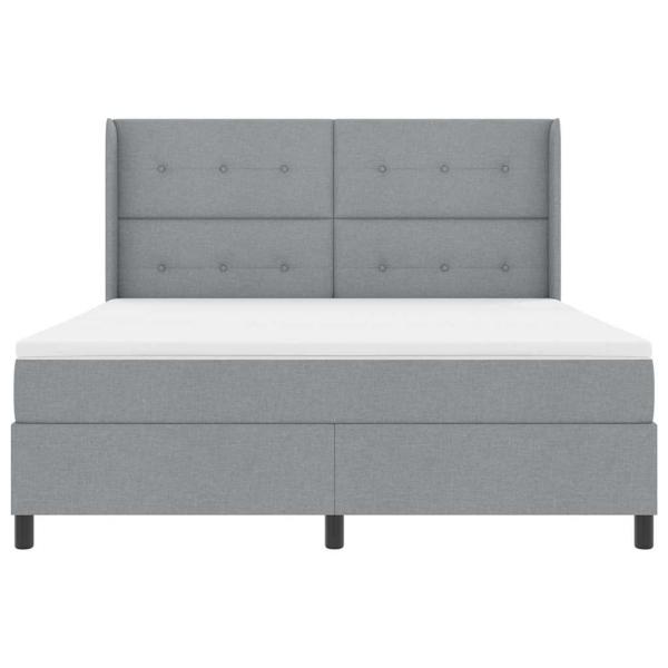 LED Boxspringbett mit Matratze Hellgrau 180x200 cm Stoff