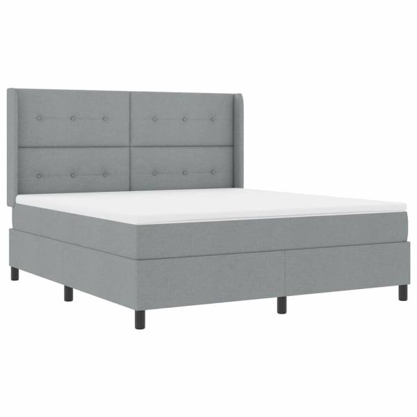 LED Boxspringbett mit Matratze Hellgrau 180x200 cm Stoff