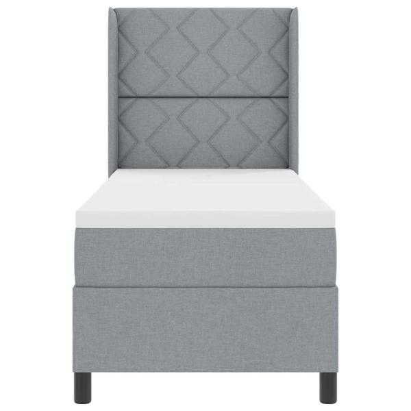 LED Boxspringbett mit Matratze Hellgrau 80x200 cm Stoff