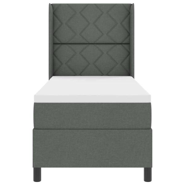 LED Boxspringbett mit Matratze Dunkelgrau 80x200 cm Stoff