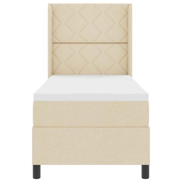 LED Boxspringbett mit Matratze Creme 80x200 cm Stoff