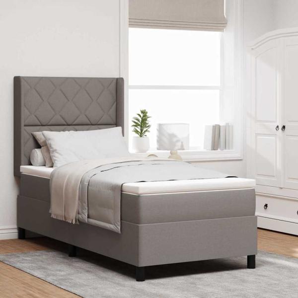 ARDEBO.de - LED Boxspringbett mit Matratze Taupe 100x200 cm Stoff