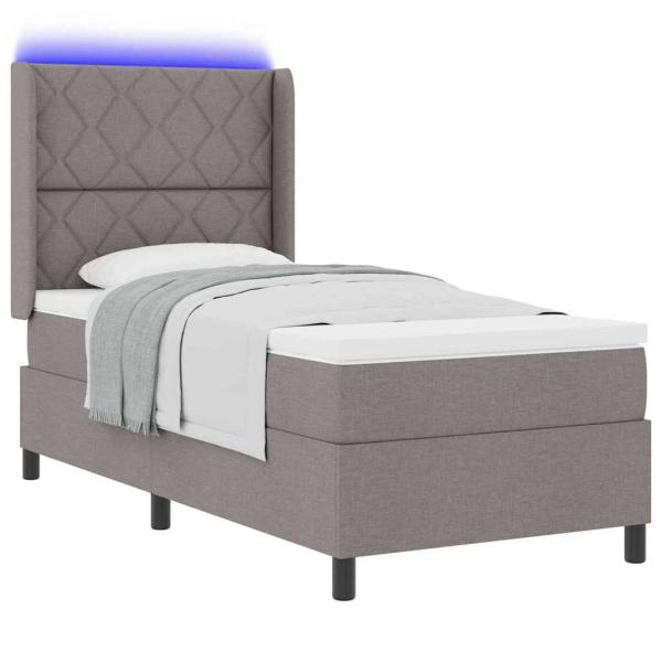 LED Boxspringbett mit Matratze Taupe 100x200 cm Stoff