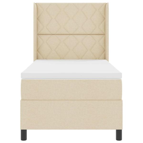 LED Boxspringbett mit Matratze Creme 100x200 cm Stoff