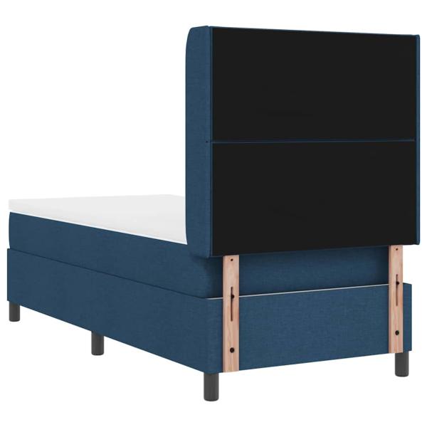 LED Boxspringbett mit Matratze Blau 100x200 cm Stoff