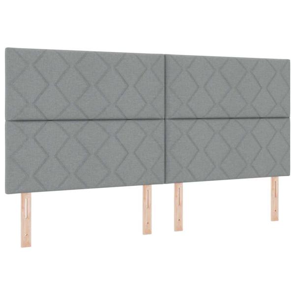 LED Boxspringbett mit Matratze Hellgrau 200x200 cm Stoff