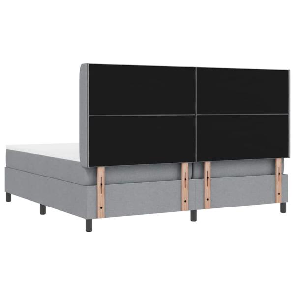 LED Boxspringbett mit Matratze Hellgrau 200x200 cm Stoff