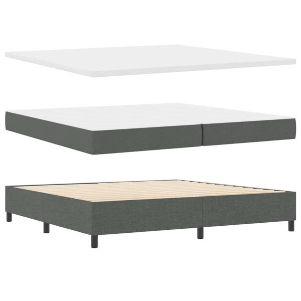 LED Boxspringbett mit Matratze Dunkelgrau 200x200 cm Stoff