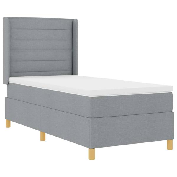ARDEBO.de - LED Boxspringbett mit Matratze Hellgrau 80x200 cm Stoff