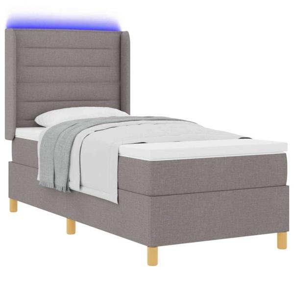 LED Boxspringbett mit Matratze Taupe 80x200 cm Stoff