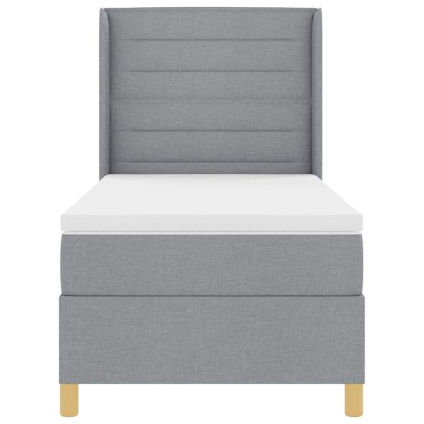 LED Boxspringbett mit Matratze Hellgrau 90x190 cm Stoff