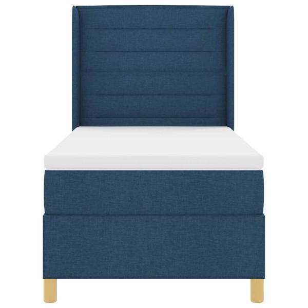 LED Boxspringbett mit Matratze Blau 100x200 cm Stoff