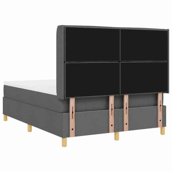 LED Boxspringbett mit Matratze Dunkelgrau 140x200 cm Stoff