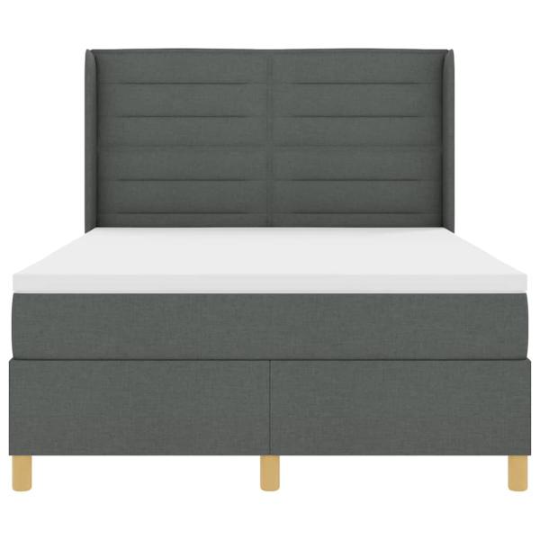 LED Boxspringbett mit Matratze Dunkelgrau 140x200 cm Stoff