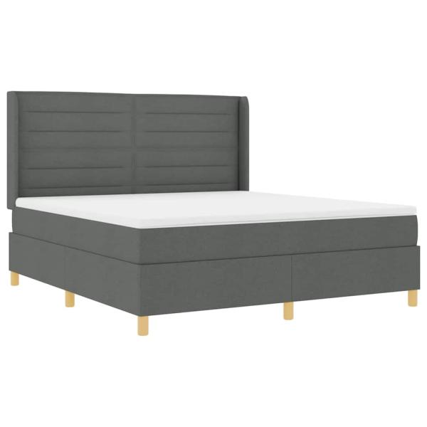 ARDEBO.de - LED Boxspringbett mit Matratze Dunkelgrau 180x200 cm Stoff
