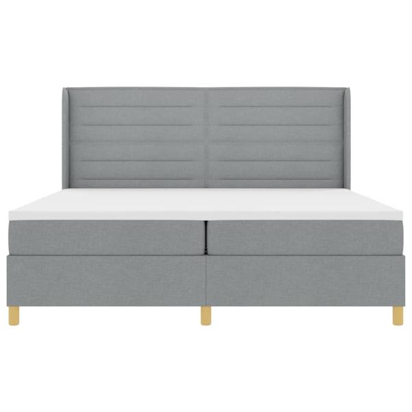 LED Boxspringbett mit Matratze Hellgrau 200x200 cm Stoff