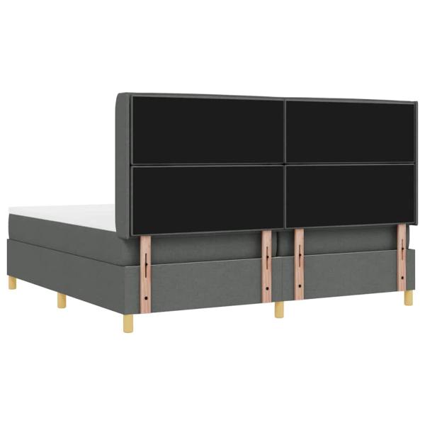 LED Boxspringbett mit Matratze Dunkelgrau 200x200 cm Stoff