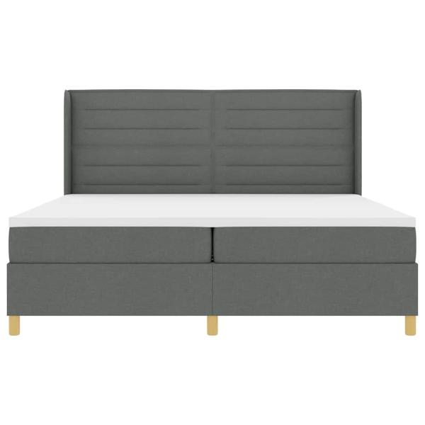 LED Boxspringbett mit Matratze Dunkelgrau 200x200 cm Stoff