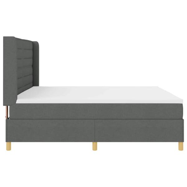 LED Boxspringbett mit Matratze Dunkelgrau 200x200 cm Stoff