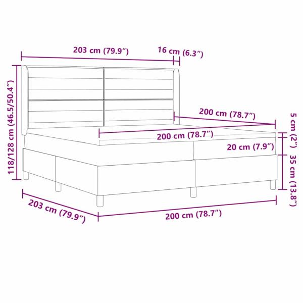 LED Boxspringbett mit Matratze Dunkelgrau 200x200 cm Stoff