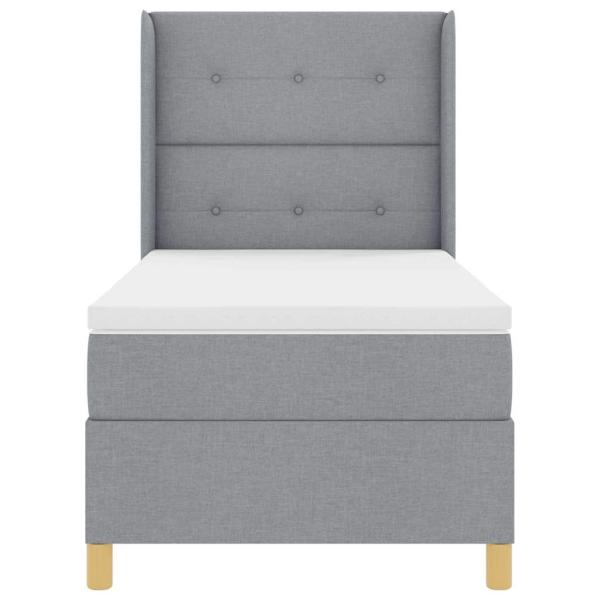 LED Boxspringbett mit Matratze Hellgrau 80x200 cm Stoff