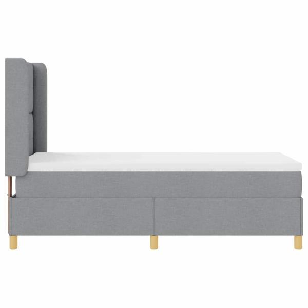 LED Boxspringbett mit Matratze Hellgrau 80x200 cm Stoff