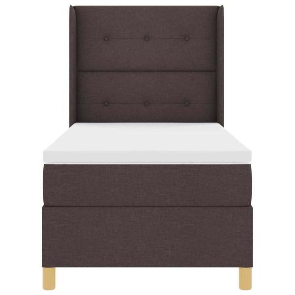 LED Boxspringbett mit Matratze Dunkelbraun 90x200 cm Stoff