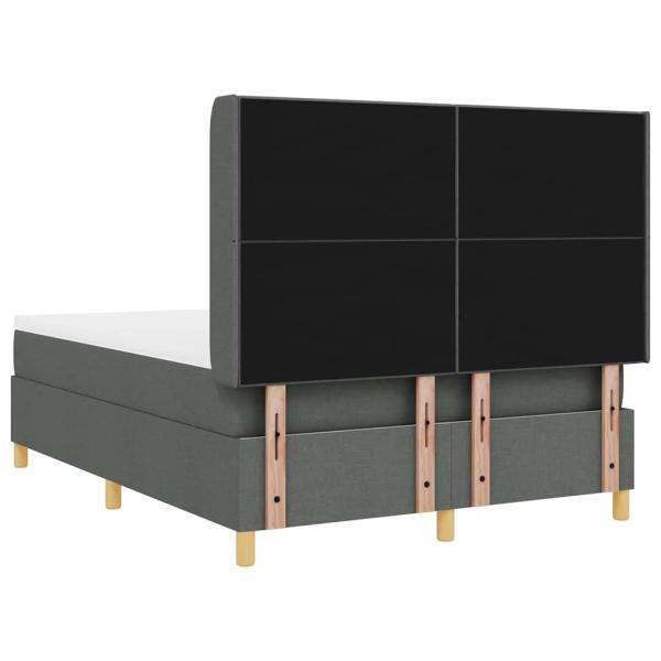 LED Boxspringbett mit Matratze Dunkelgrau 140x200 cm Stoff