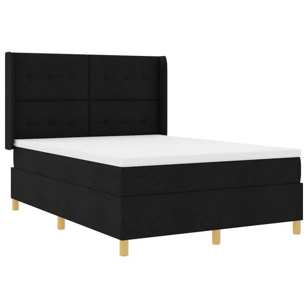 LED Boxspringbett mit Matratze Schwarz 140x200 cm Stoff