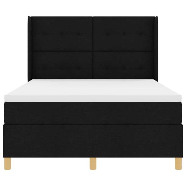 LED Boxspringbett mit Matratze Schwarz 140x200 cm Stoff
