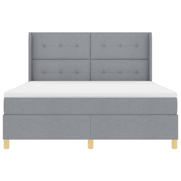 LED Boxspringbett mit Matratze Hellgrau 180x200 cm Stoff