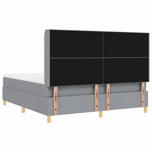 LED Boxspringbett mit Matratze Hellgrau 180x200 cm Stoff