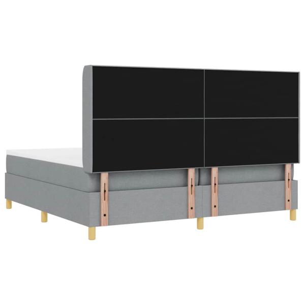 LED Boxspringbett mit Matratze Hellgrau 200x200 cm Stoff