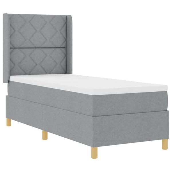 LED Boxspringbett mit Matratze Hellgrau 80x200 cm Stoff