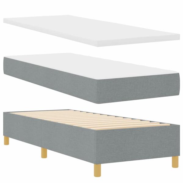 LED Boxspringbett mit Matratze Hellgrau 80x200 cm Stoff