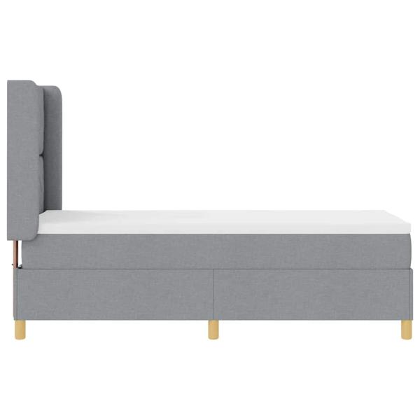 LED Boxspringbett mit Matratze Hellgrau 80x200 cm Stoff