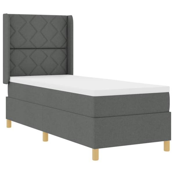 LED Boxspringbett mit Matratze Dunkelgrau 80x200 cm Stoff
