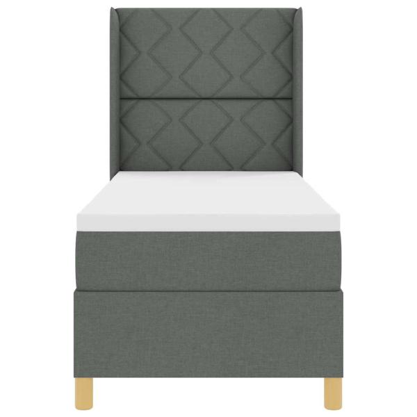 LED Boxspringbett mit Matratze Dunkelgrau 80x200 cm Stoff