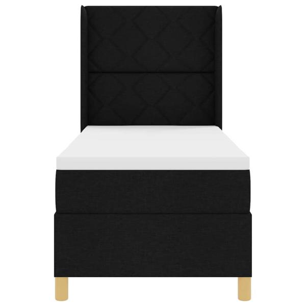 LED Boxspringbett mit Matratze Schwarz 80x200 cm Stoff
