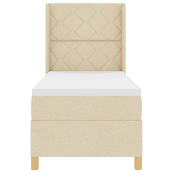 LED Boxspringbett mit Matratze Creme 80x200 cm Stoff