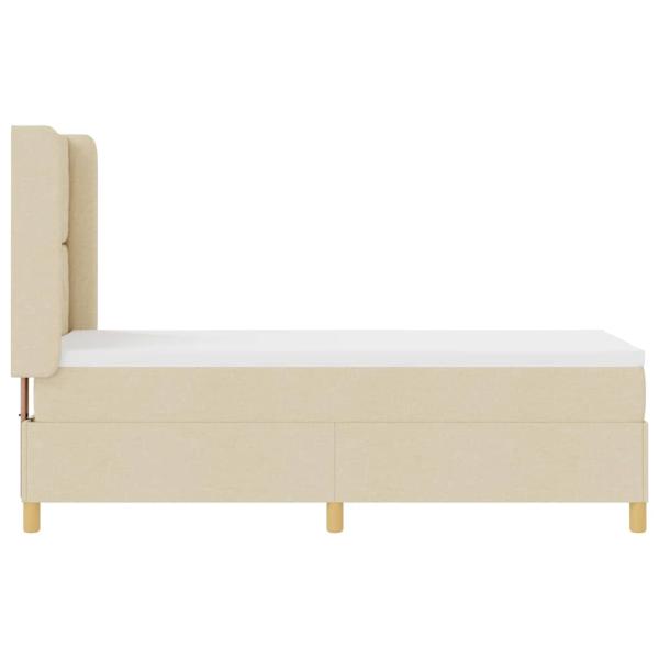 LED Boxspringbett mit Matratze Creme 80x200 cm Stoff