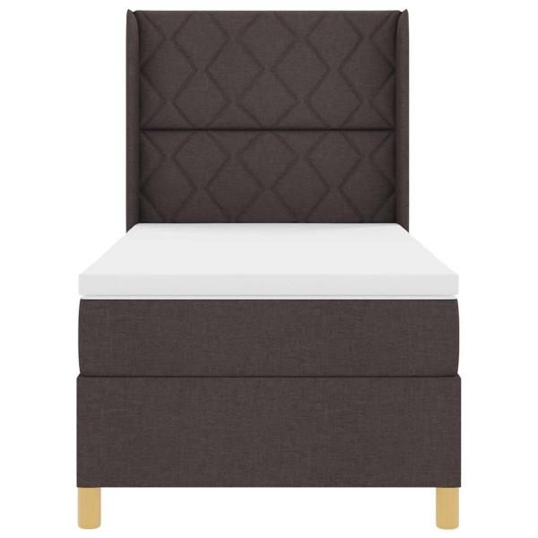 LED Boxspringbett mit Matratze Dunkelbraun 100x200 cm Stoff