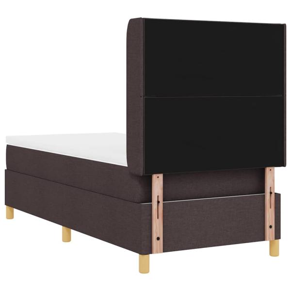 LED Boxspringbett mit Matratze Dunkelbraun 100x200 cm Stoff