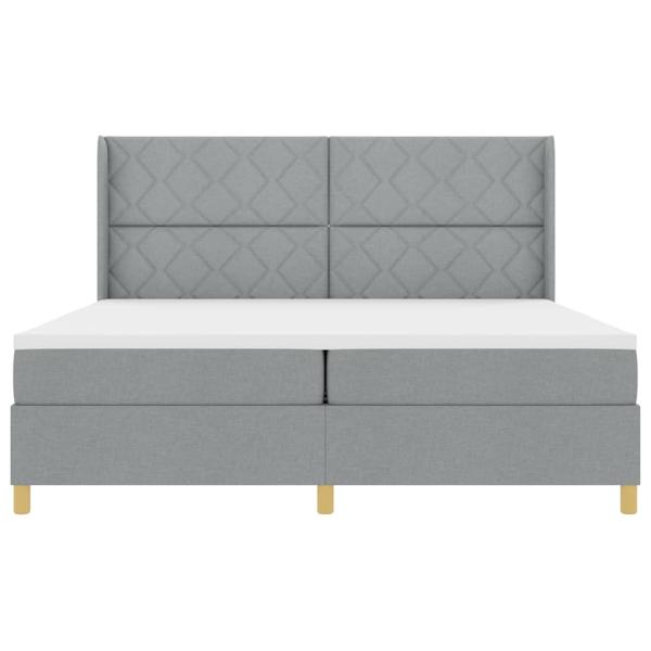 LED Boxspringbett mit Matratze Hellgrau 200x200 cm Stoff