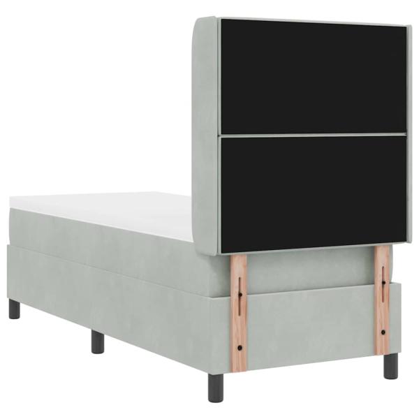 LED Boxspringbett mit Matratze Hellgrau 80x200 cm Samt